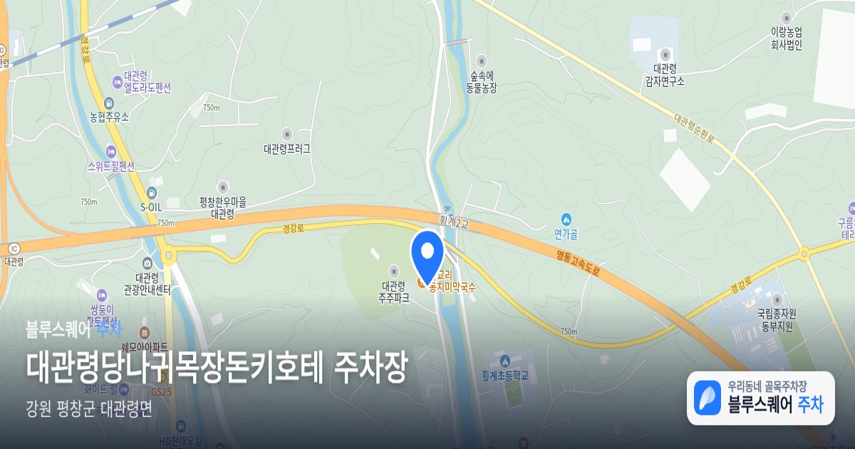 대관령당나귀목장돈키호테 주차장 위치 지도