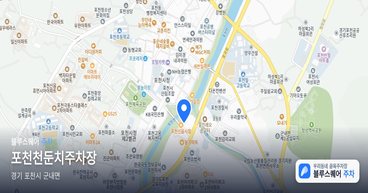 포천천둔치주차장 위치 지도