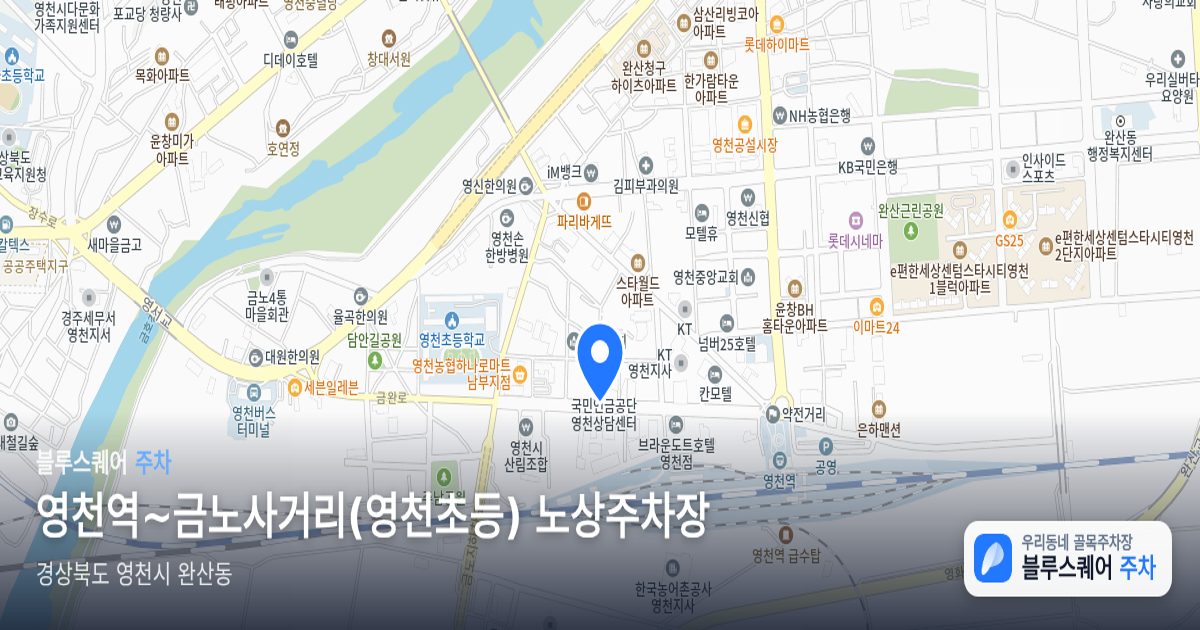 영천역~금노사거리(영천초등) 노상주차장 위치 지도
