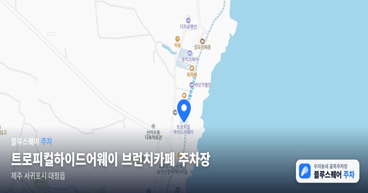 트로피컬하이드어웨이 브런치카페 주차장 위치 지도