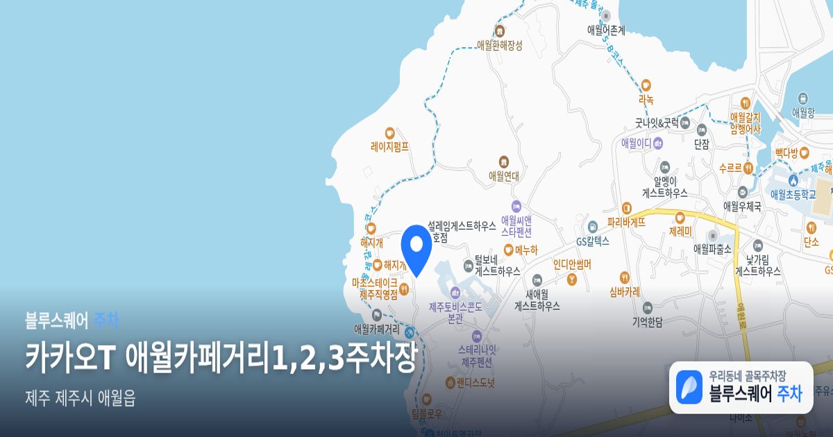 카카오T 애월카페거리1,2,3주차장 위치 지도