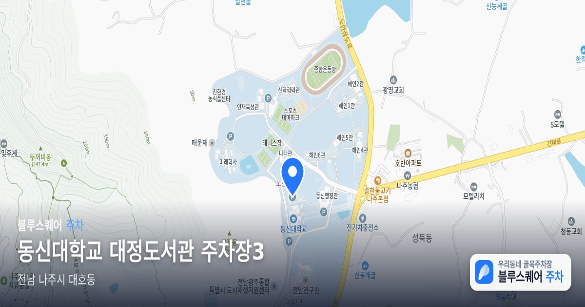 동신대학교 대정도서관 주차장3 위치 지도