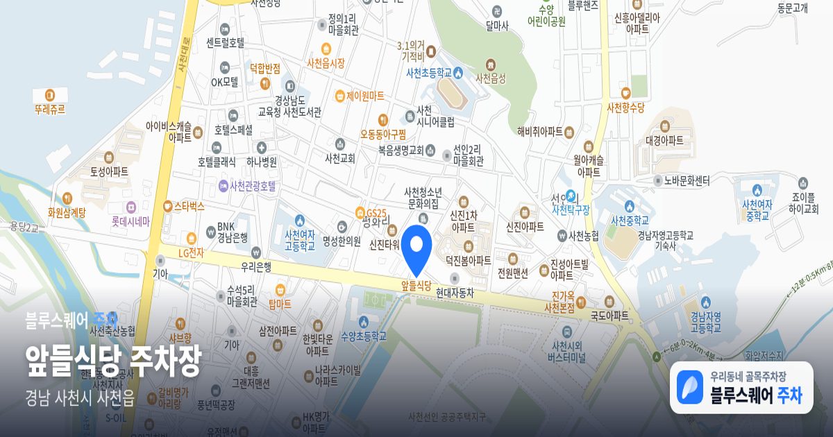 앞들식당 주차장 위치 지도