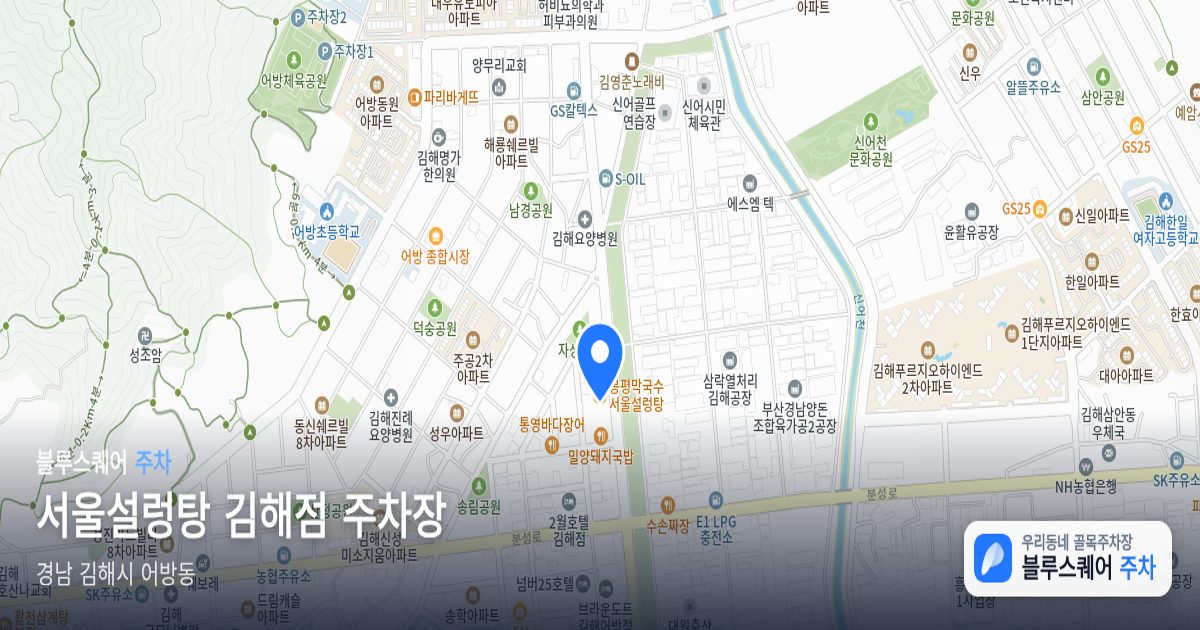 서울설렁탕 김해점 주차장 위치 지도
