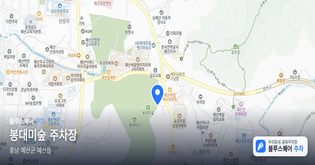 봉대미숲 주차장 위치 지도