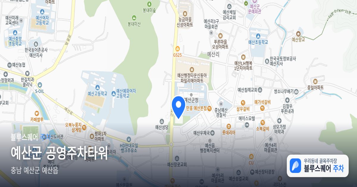 예산군 공영주차타워 위치 지도