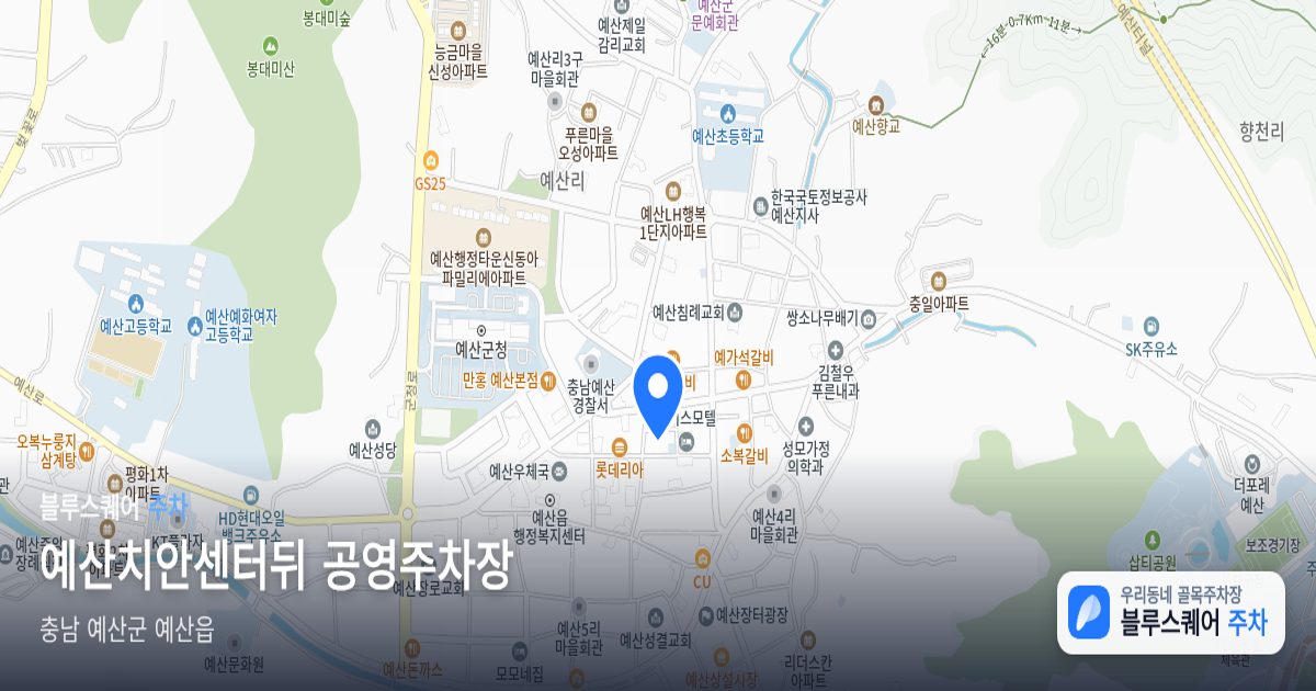 예산치안센터뒤 공영주차장 위치 지도