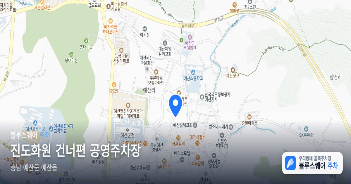 진도화원 건너편 공영주차장 위치 지도