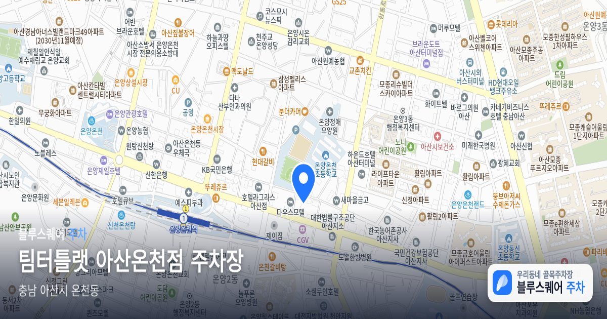 팀터틀랫 아산온천점 주차장 위치 지도