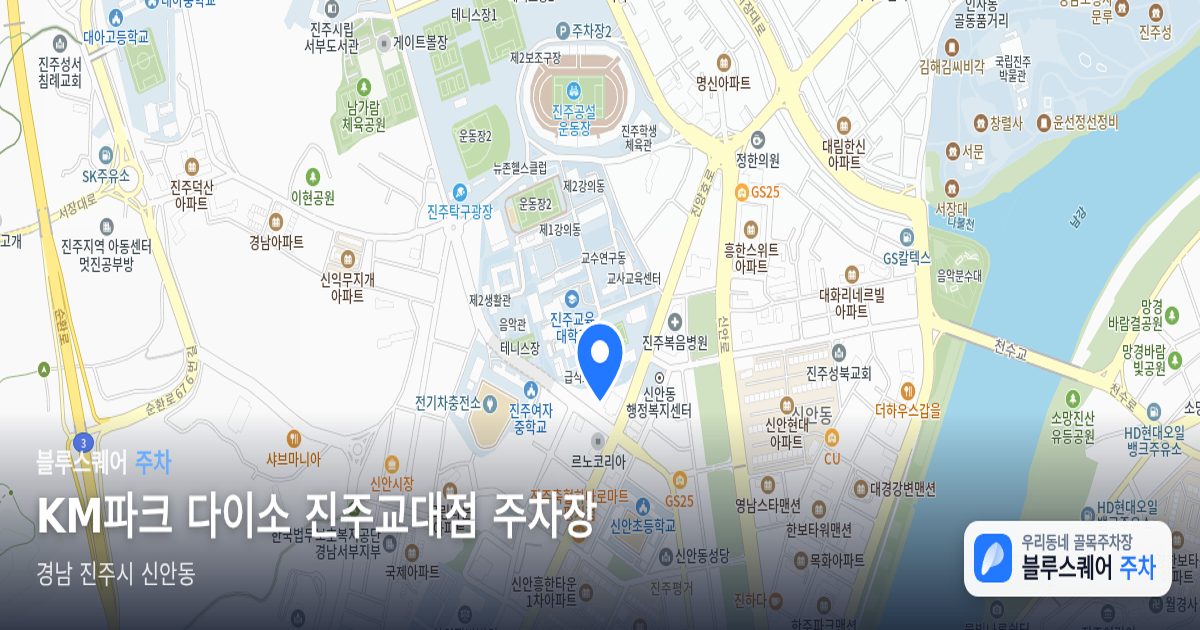 KM파크 다이소 진주교대점 주차장 위치 지도