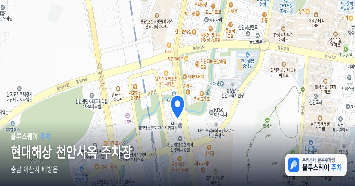 현대해상 천안사옥 주차장 위치 지도
