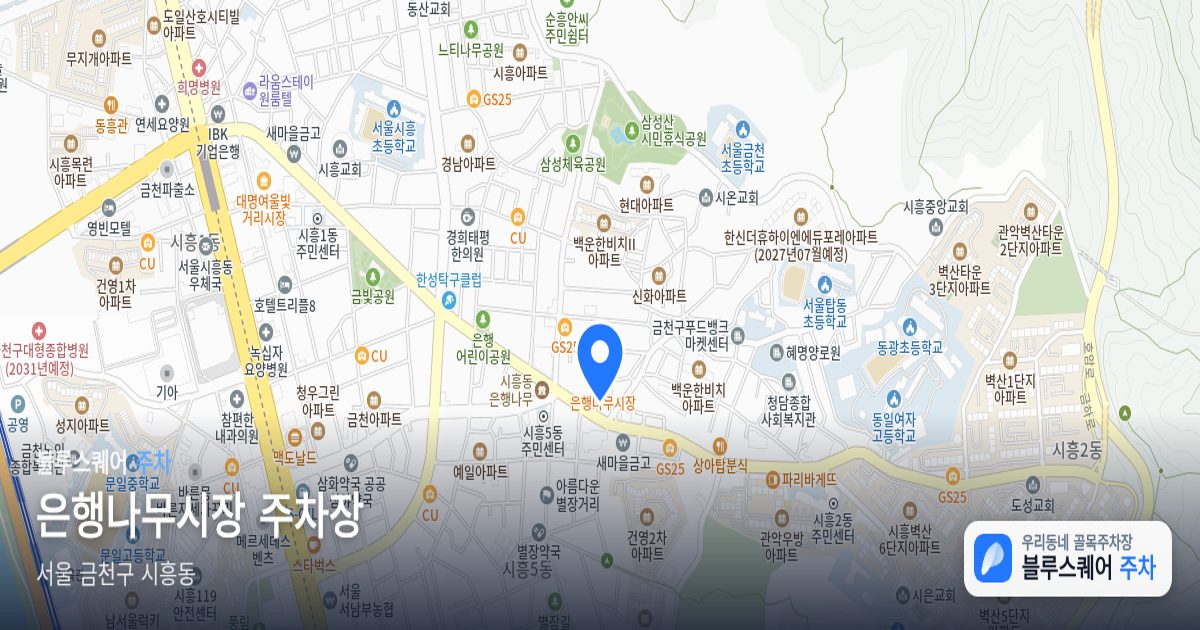 은행나무시장 주차장 위치 지도