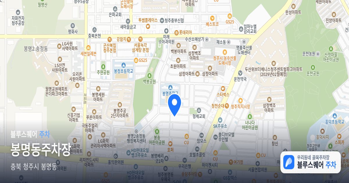 봉명동주차장 위치 지도