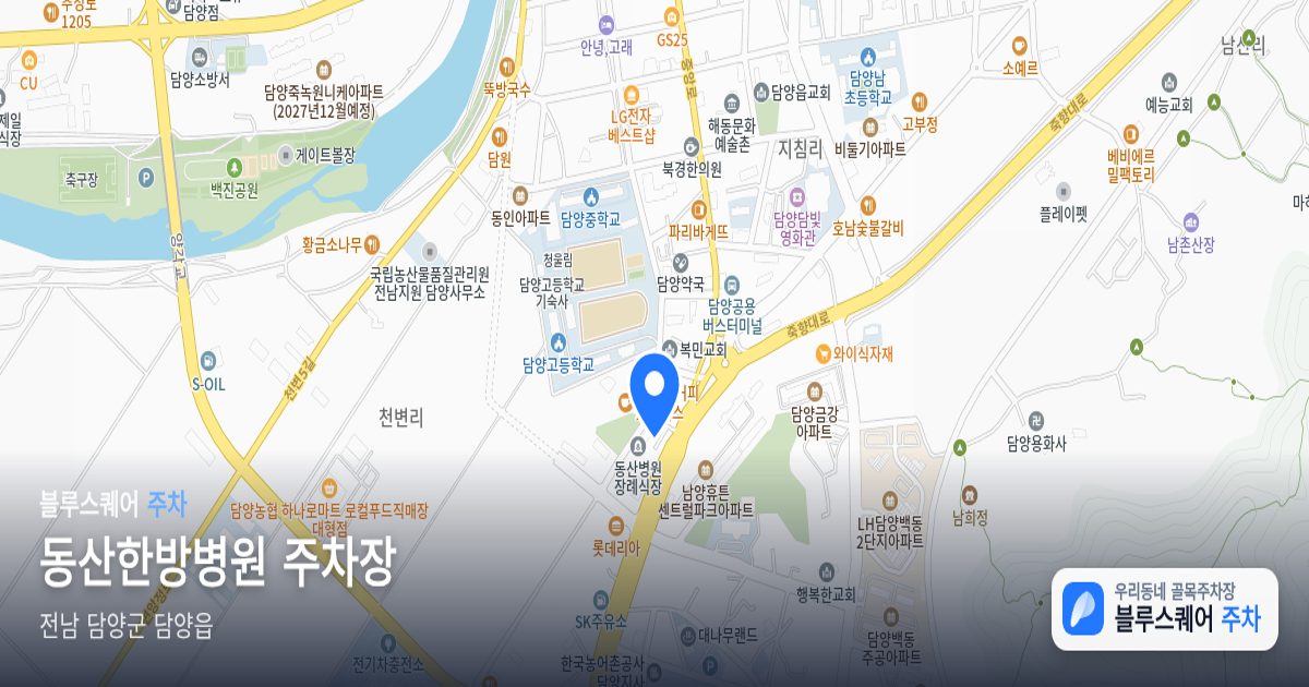 동산한방병원 주차장 위치 지도