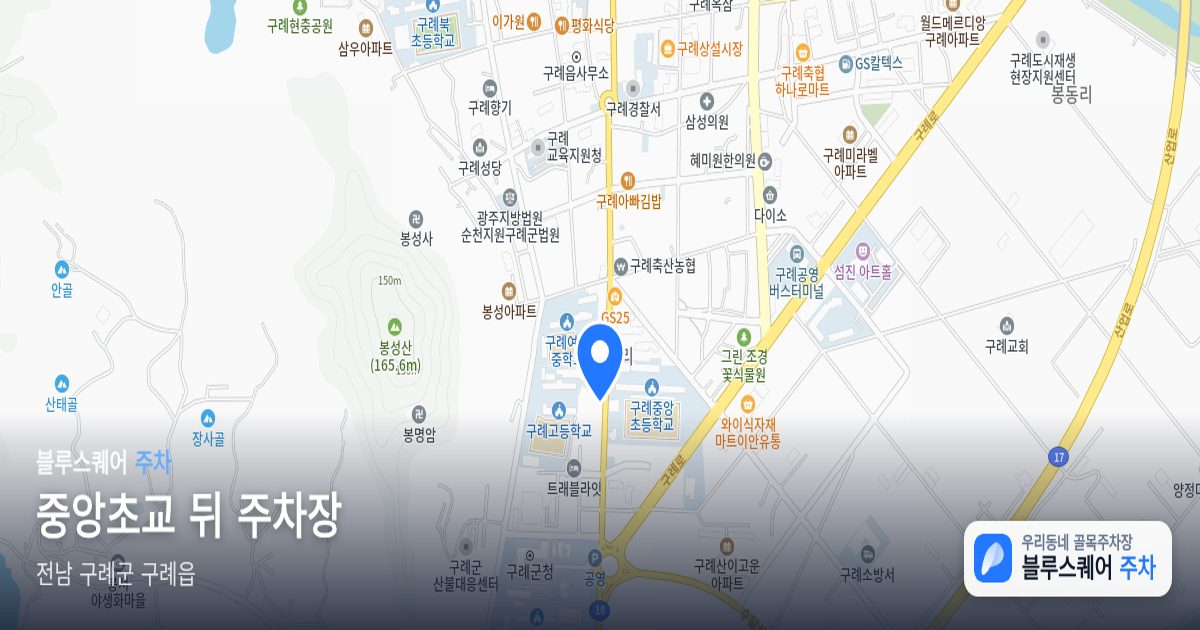 중앙초교 뒤 주차장 위치 지도