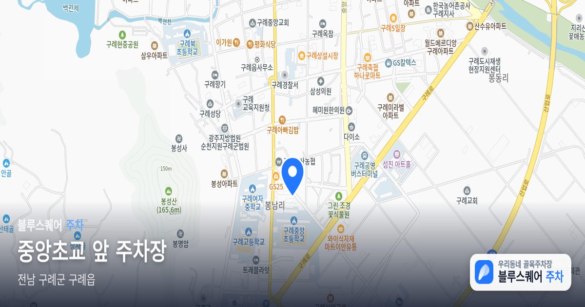 중앙초교 앞 주차장 위치 지도