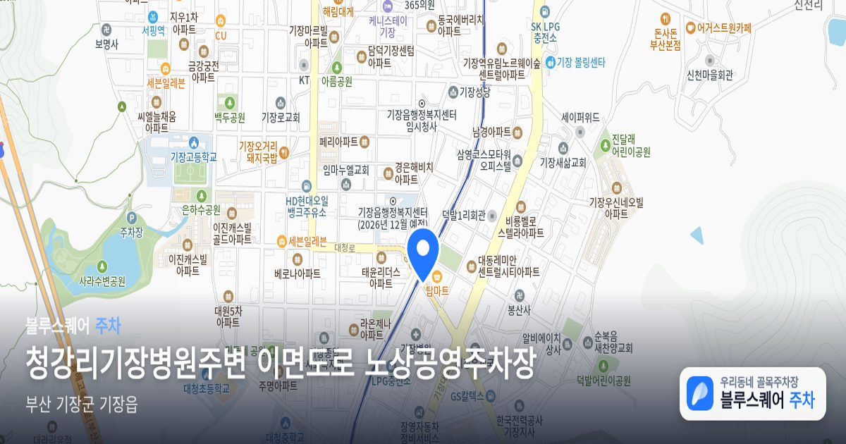 청강리기장병원주변 이면도로 노상공영주차장 위치 지도