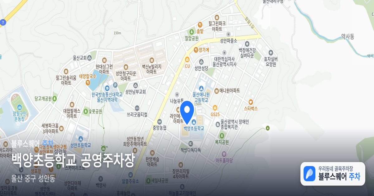 백양초등학교 공영주차장 위치 지도