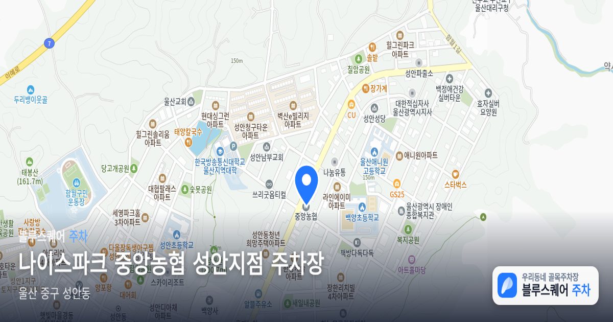나이스파크 중앙농협 성안지점 주차장 위치 지도