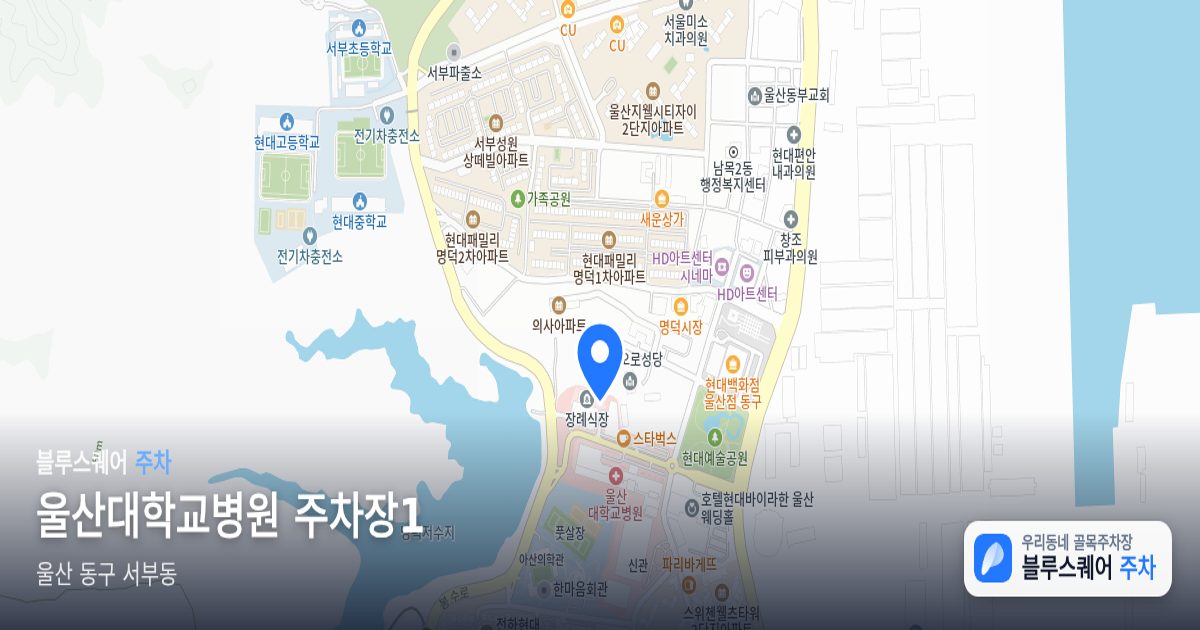 울산대학교병원 주차장1 위치 지도