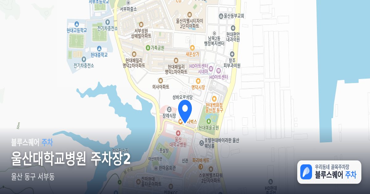 울산대학교병원 주차장2 위치 지도