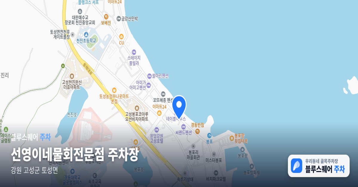 선영이네물회전문점 주차장 위치 지도