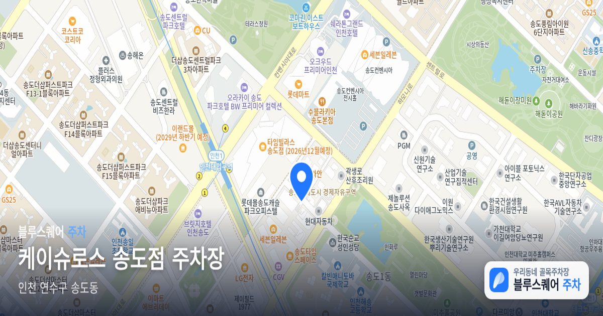 케이슈로스 송도점 주차장 위치 지도