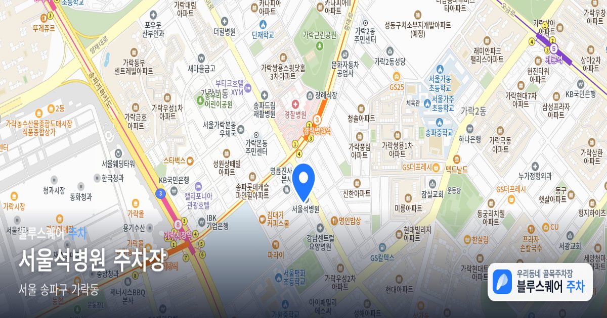 서울석병원 주차장 위치 지도