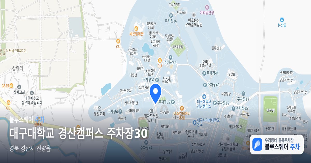 대구대학교 경산캠퍼스 주차장30 위치 지도