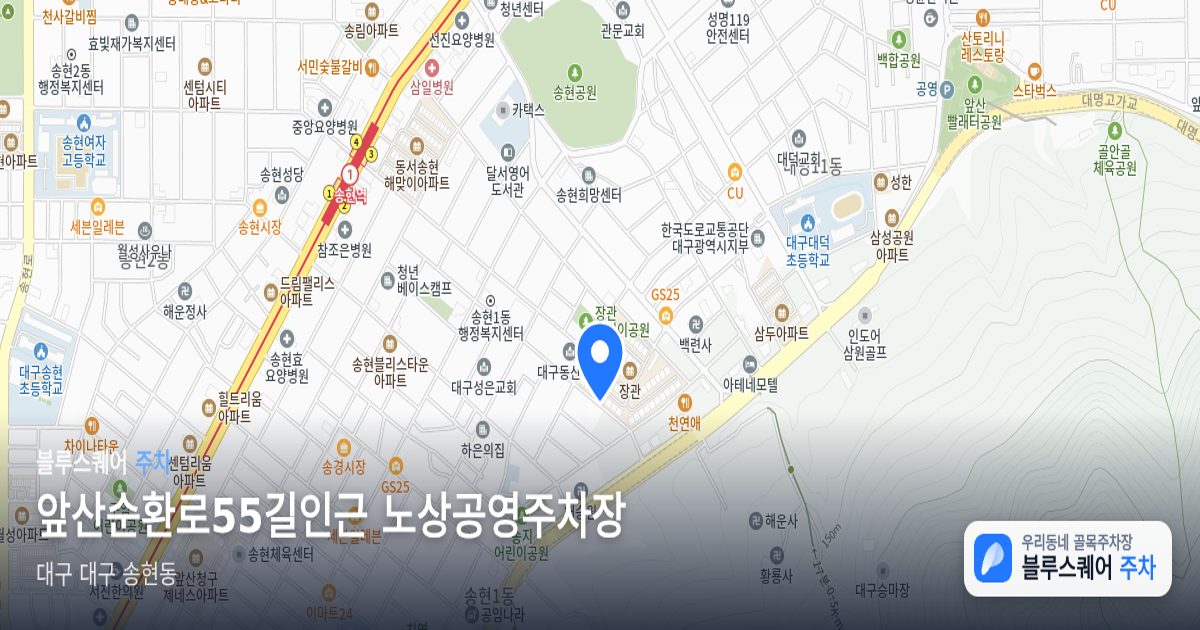 앞산순환로55길인근 노상공영주차장 위치 지도