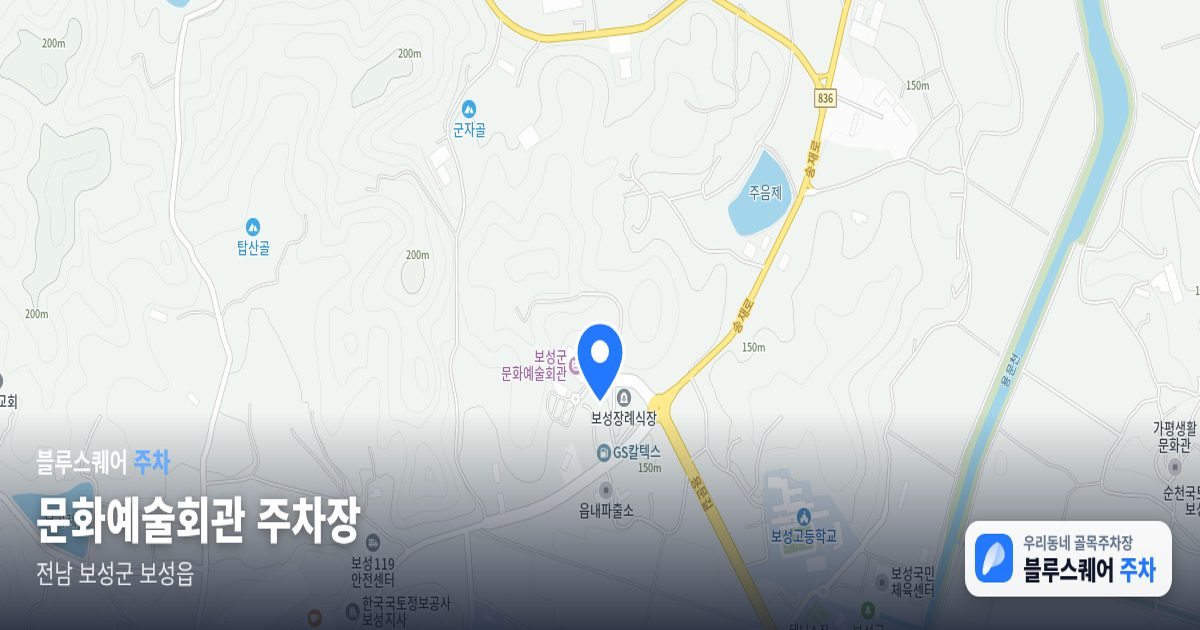 문화예술회관 주차장 위치 지도