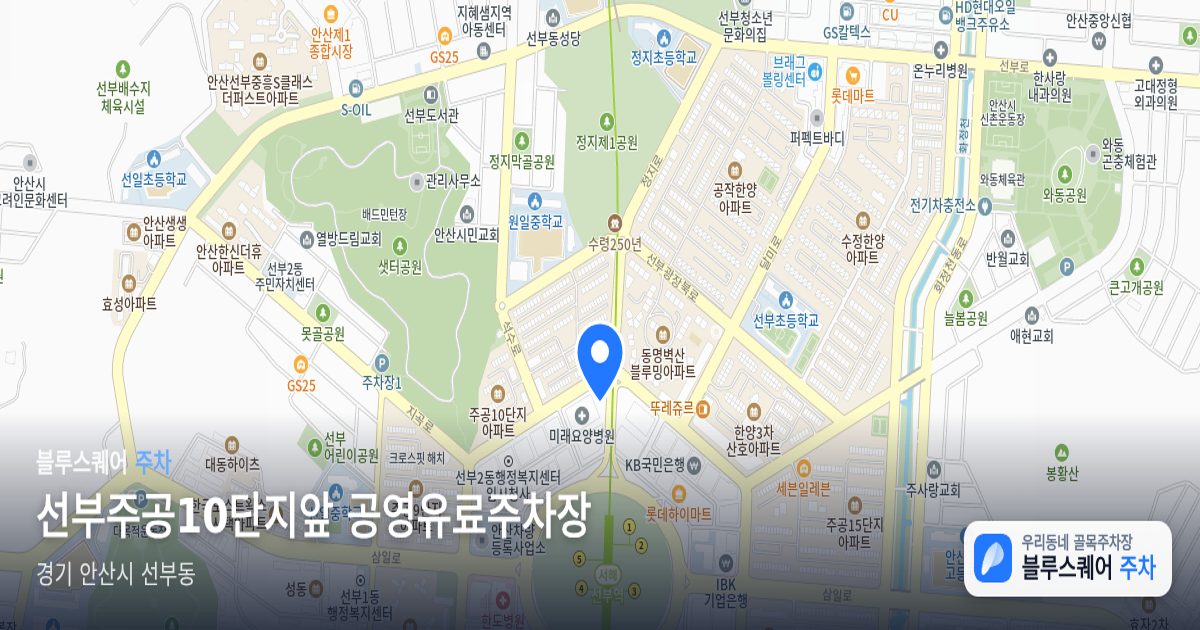 선부주공10단지앞 공영유료주차장 위치 지도