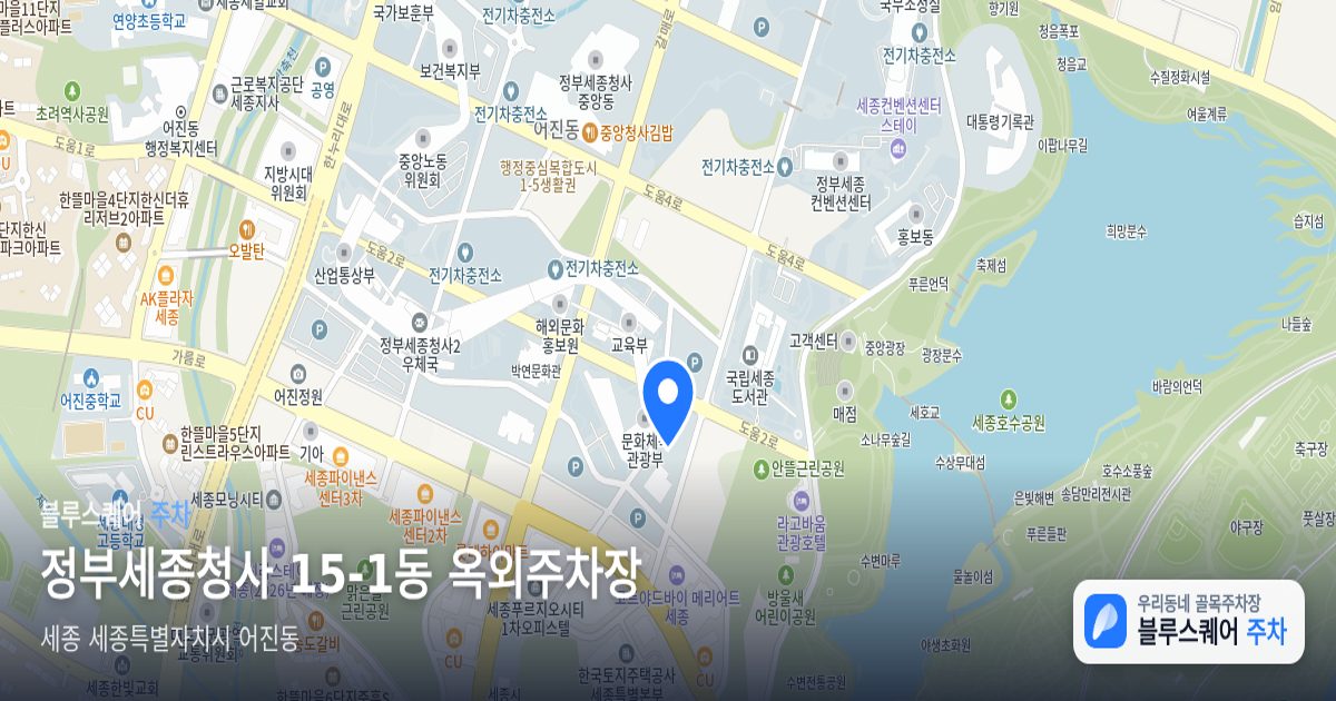정부세종청사 15-1동 옥외주차장 위치 지도
