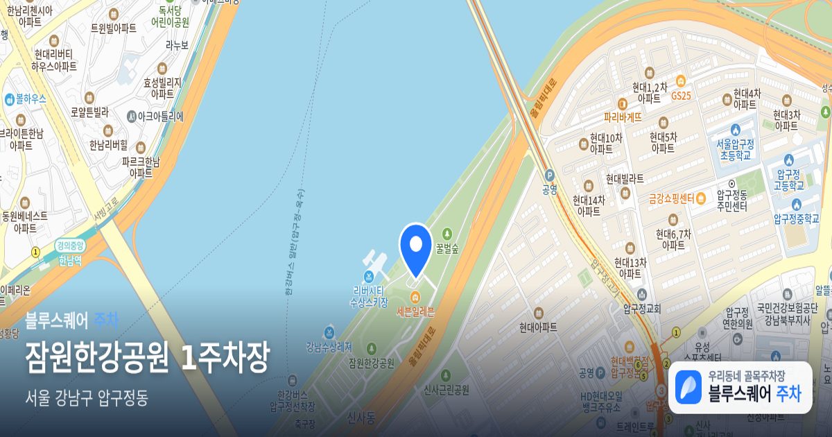 잠원한강공원 1주차장 위치 지도