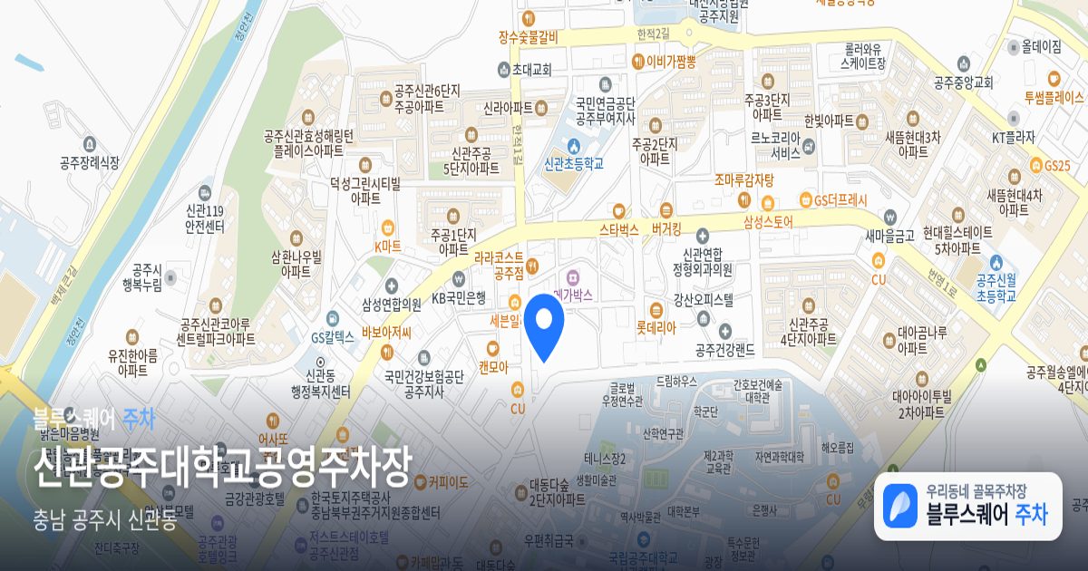 신관공주대학교공영주차장 위치 지도
