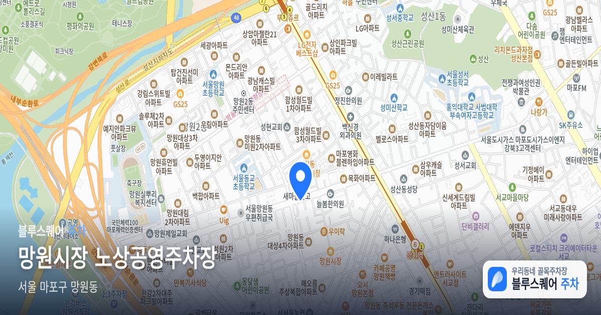 망원시장 노상공영주차장 위치 지도