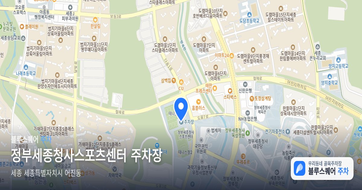 정부세종청사스포츠센터 주차장 위치 지도