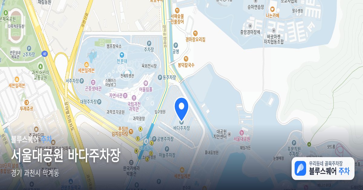 서울대공원 바다주차장 위치 지도