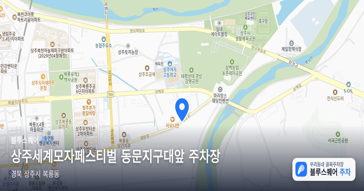 상주세계모자페스티벌 동문지구대앞 주차장 위치 지도