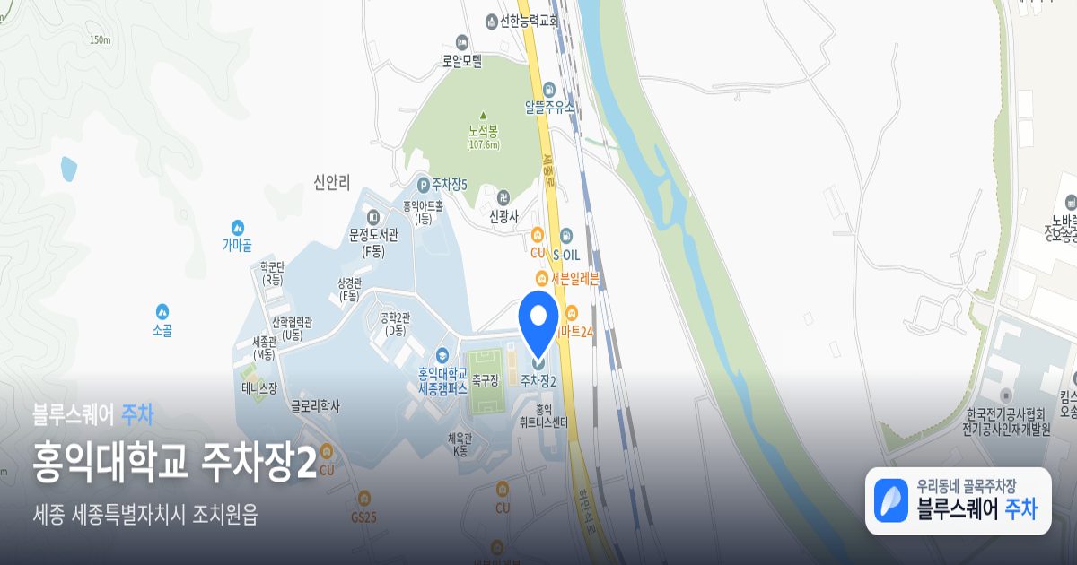 홍익대학교 주차장2 위치 지도