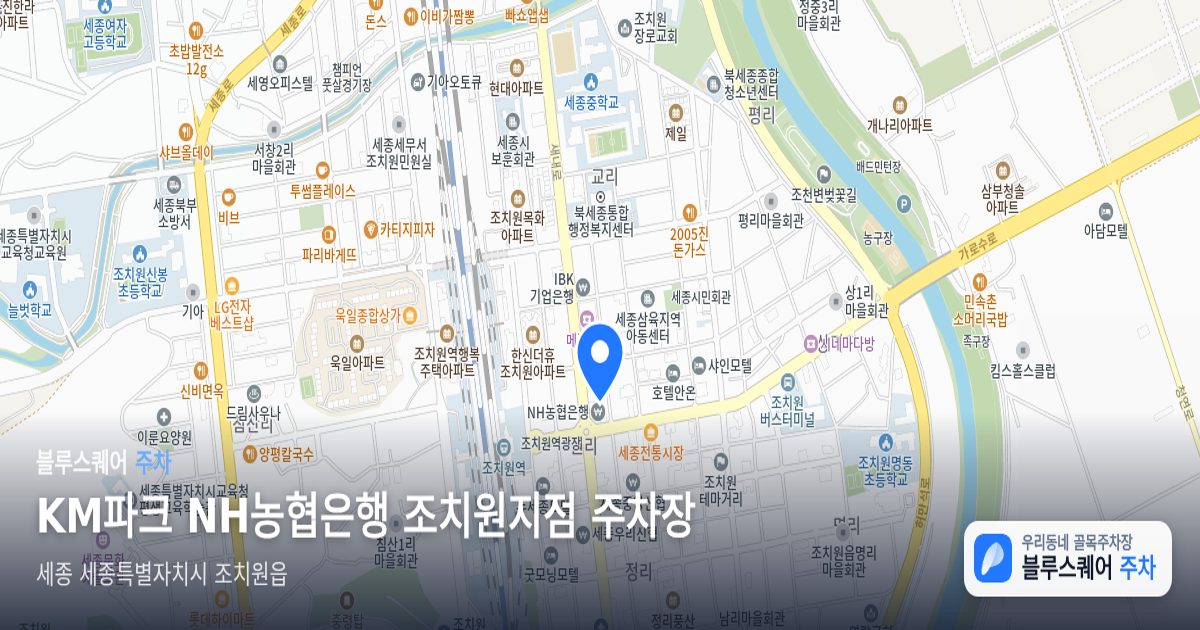 KM파크 NH농협은행 조치원지점 주차장 위치 지도