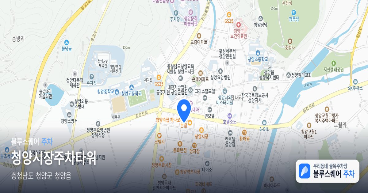 청양시장주차타워 위치 지도