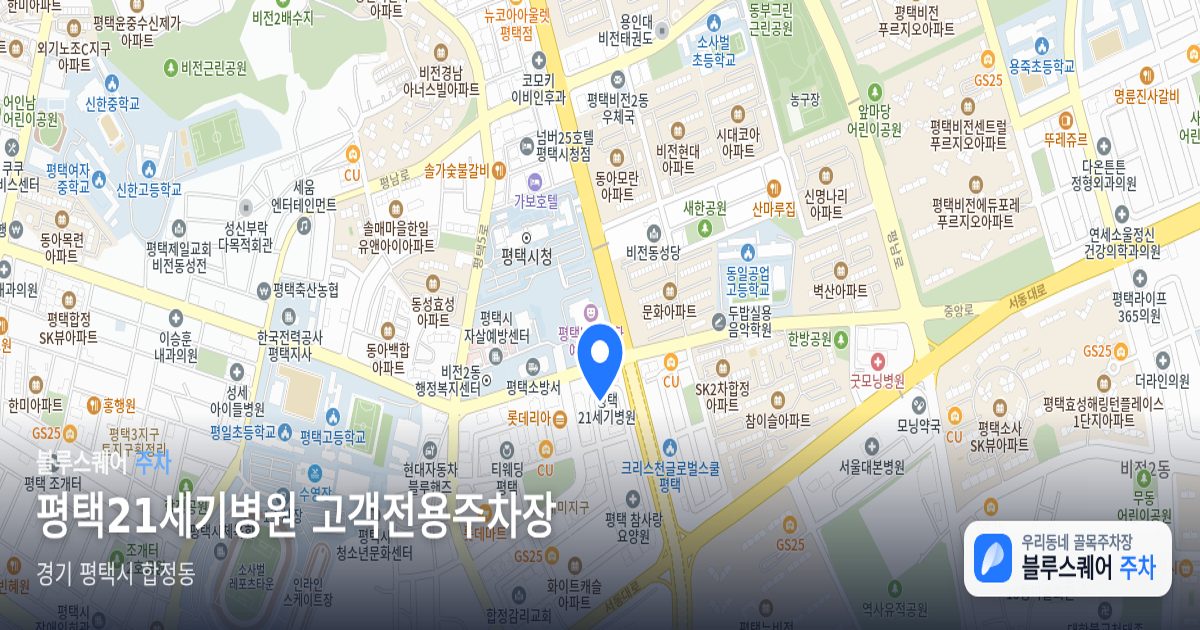 평택21세기병원 고객전용주차장 위치 지도