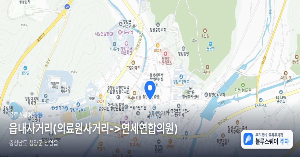 읍내사거리(의료원사거리->연세연합의원) 위치 지도