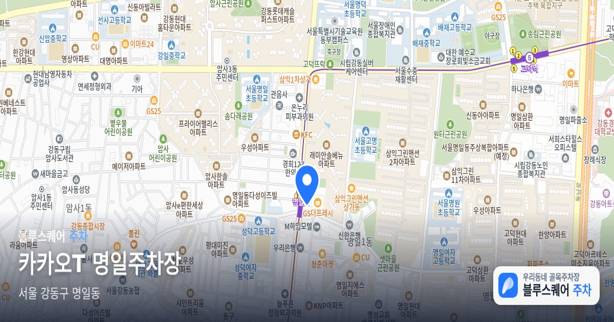 카카오T 명일주차장 위치 지도