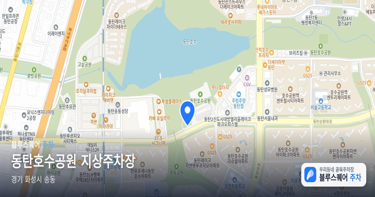 동탄호수공원 지상주차장 위치 지도