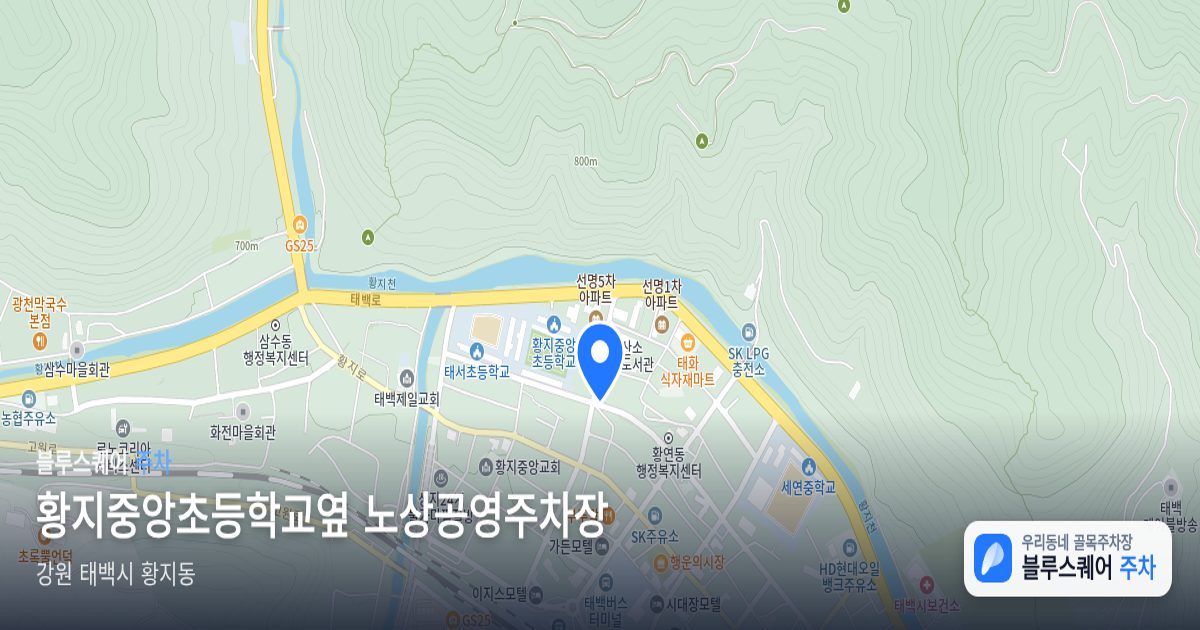 황지중앙초등학교옆 노상공영주차장 위치 지도