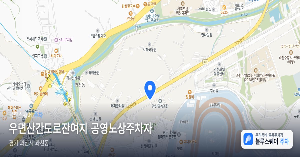 우면산간도로잔여지 공영노상주차자 위치 지도