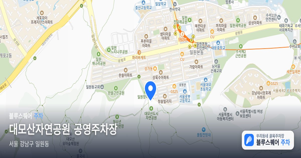 대모산자연공원 공영주차장 위치 지도