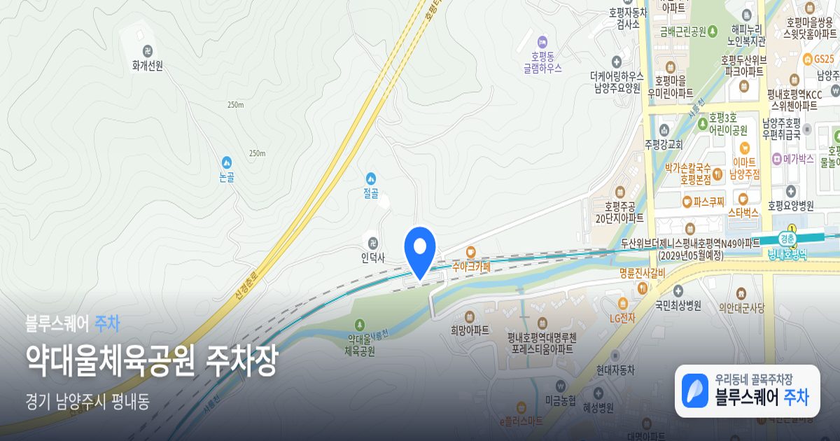 약대울체육공원 주차장 위치 지도